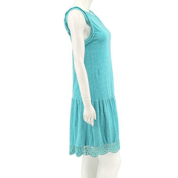 Sundance Dress Womens Medium Aqua Sleeveless 100% Cotton Ruffles Coastal Boho - Picture 3 of 7
